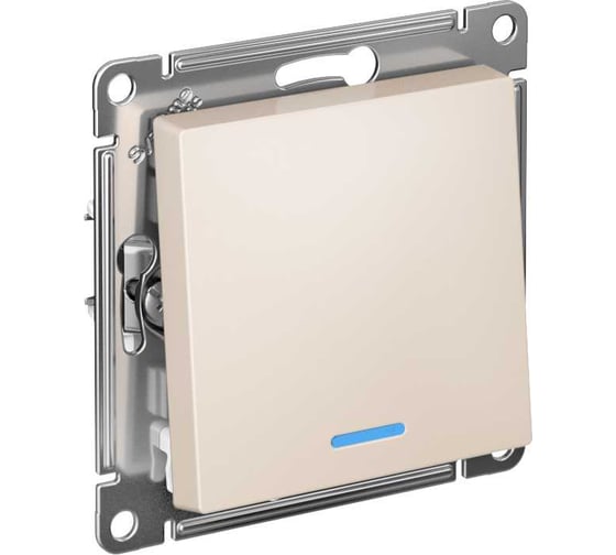 Изображение товара 1-клавишный переключатель Systeme Electric AtlasDesign Бежевый с подсветкой, сх.6а, 10АХ ATN000263