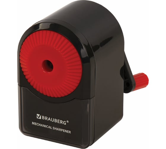 Изображение товара Механическая точилка BRAUBERG ULTRA для чернографитных и цветных карандашей, черный корпус с красным 228626
