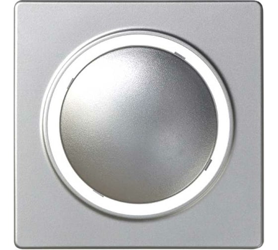 Изображение товара Накладка на светорегулятор с голубой подсветкой Simon, основной, нажимной, проходной, алюминий 82034-33