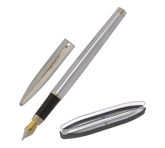 Изображение товара Подарочная перьевая ручка BRAUBERG Ballet синяя, серебристый корпус с хромом, линия 0.25 мм 143481