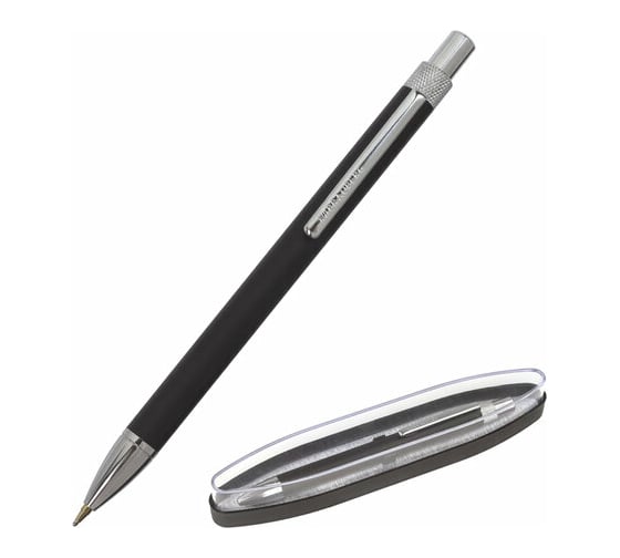 Изображение товара Подарочная шариковая ручка BRAUBERG Allegro синяя, черный корпус с хромом, линия 0.5 мм 143491