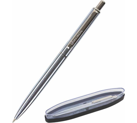 Изображение товара Подарочная шариковая ручка BRAUBERG Larghetto синяя, серебристый корпус с хромом, 0.5 мм 143474