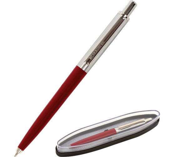Изображение товара Подарочная шариковая ручка BRAUBERG Soprano синяя, серебристый корпус с бордовым, 0.5 мм 143485