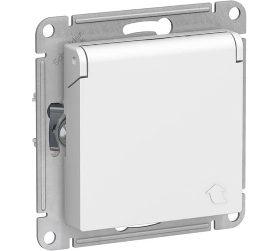 Изображение товара Розетка Systeme Electric AtlasDesign Белый с заземлением со шторками с крышкой, 16А, IP20 ATN000146