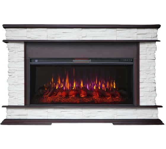 Изображение товара Каминокомплект InterFlame Памир кам. беж. с очагом Freespace 40 темный дуб Памир с Freespace40 темный дуб