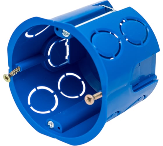 Изображение товара Коробка установочная Экопласт для г/к D68x62мм с металл. лапками, межцентр 71мм, синий IP20 44665-1