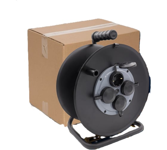 Изображение товара Удлинитель хозяйственный SVET УХз 16-4-хх КМ катушка без провода металлическая, 4 розетки с заземлением, IP20, УХЛ2 3108-00011