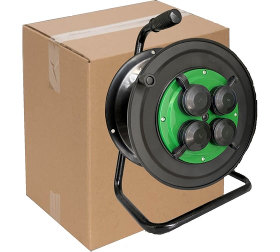 Изображение товара Удлинитель на катушке SVET морозостойкий хозяйственный с крышками УХз-16-4-40-К КГ 3х2,5 40м/4роз. с/з, 16А, 4000Вт, IP44 3114-20021