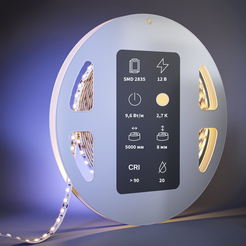 Светодиодная лента MAYTONI Ultra 12В 2835 9,6Вт/м 2700К 5м IP 20 201030
