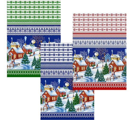 Изображение товара Полотенце МУЛЬТИДОМ Зимняя деревушка, 42х72 см, 3 цвета ТП2-120