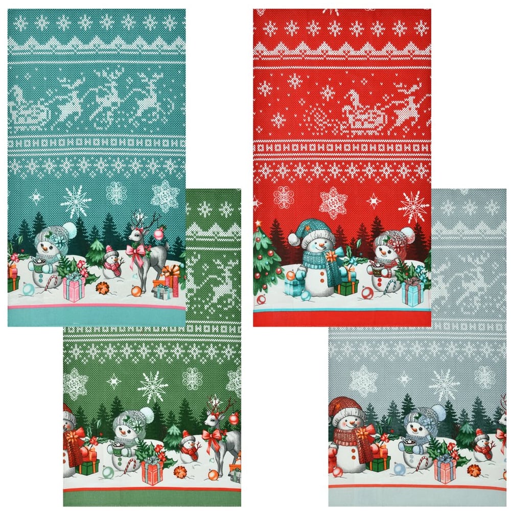 Изображение товара Полотенце МУЛЬТИДОМ Снеговики 42х72 см, 100% хлопок, 4 цвета