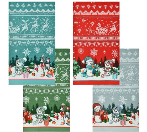 Изображение товара Полотенце МУЛЬТИДОМ Снеговики, 42х72 см, 4 цвета ТП2-114