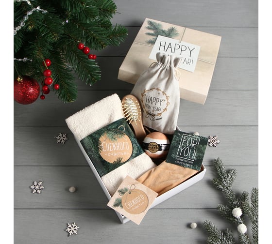 Изображение товара Подарочный набор Этель Happy new year полотенце и аксессуары (4 предмета) 5047368