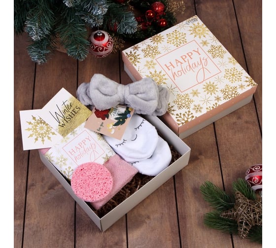 Изображение товара Подарочный набор Этель Happy holidays полотенце и аксессуары 5142749