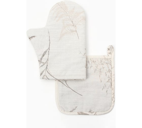 Изображение товара Кухонный набор Этель Flower herbarium: варежка 20х27 см, прихватка 19х19 см, 100% хлопок, 250 г/м2 1028340 10283403