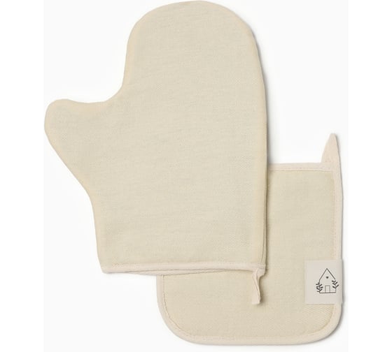 Изображение товара Кухонный набор Этель Home молочный, варежка-прихватка 18х29 см, прихватка 19х19 см 10472153