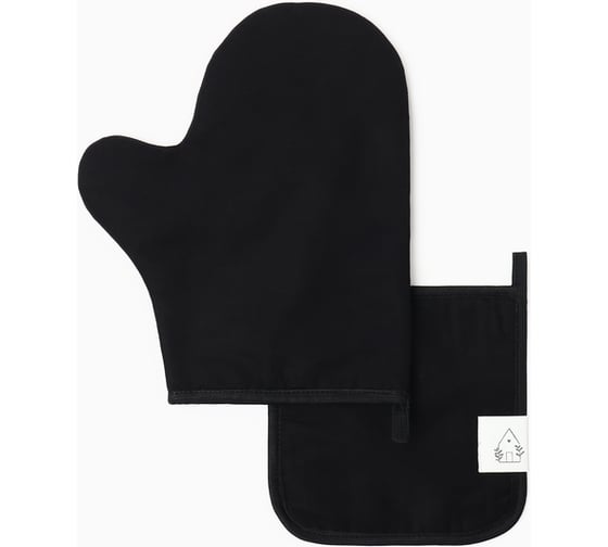 Изображение товара Кухонный набор Этель Home цв.чёрный, варежка-прихватка 18х29 см, прихватка 19х19 см, 100% хлопок 10472189
