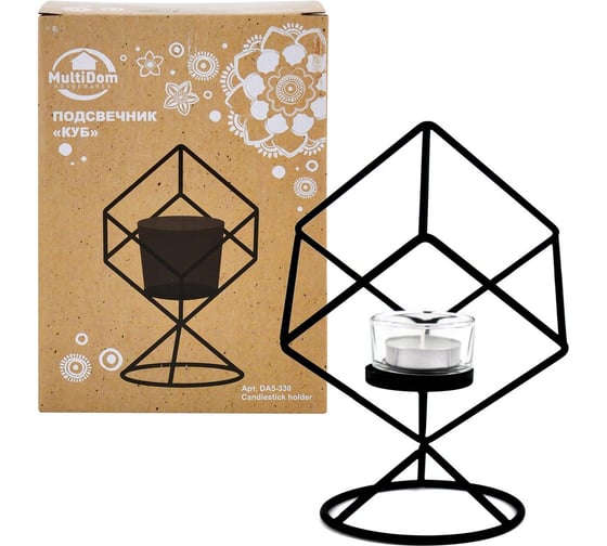 Изображение товара Подсвечник МУЛЬТИДОМ Куб, 13х13х20,5 см DA5-330