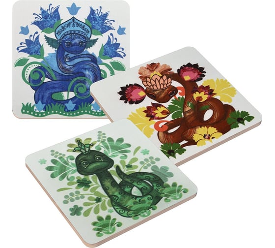 Изображение товара Подставка под горячее МУЛЬТИДОМ Змейка-Чародейка, 14х14 см, 3 дизайна MT88-511