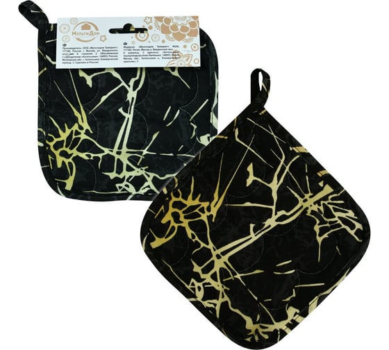 Изображение товара Прихватка МУЛЬТИДОМ Черный мрамор, 18х18 см МТ22-269