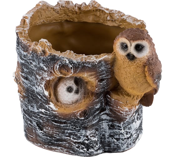 Изображение товара Кашпо Park Пенек березовый с совами Н-15 см 169448
