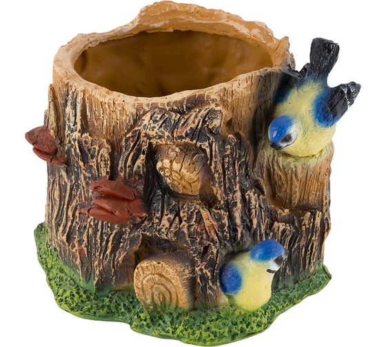 Изображение товара Кашпо Park Пень с птичками H-17 см, D-16 см 169447