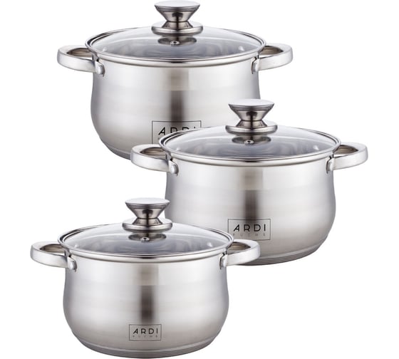 Изображение товара Набор кастрюль из нержавеющей стали ARDI Kuche 6 предметов AR-622 (4) 00-00016447