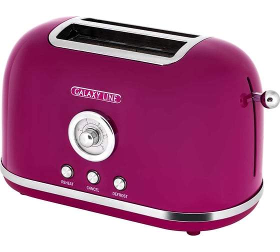 Изображение товара Электрический тостер Galaxy LINE GL 2916 малиновый джем, металл, 900 Вт, функция подогрева и разморозки, 6 степеней поджарки 7021329160