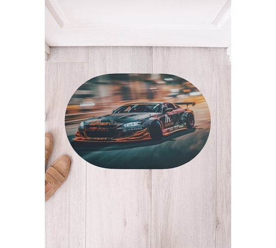 Изображение товара Коврик в прихожую JoyArty овальный Гонки в городе 58x38 см sbm_430056_58x38
