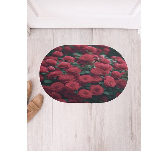 Изображение товара Коврик в прихожую JoyArty овальный Куст роз 58x38 см sbm_430100_58x38