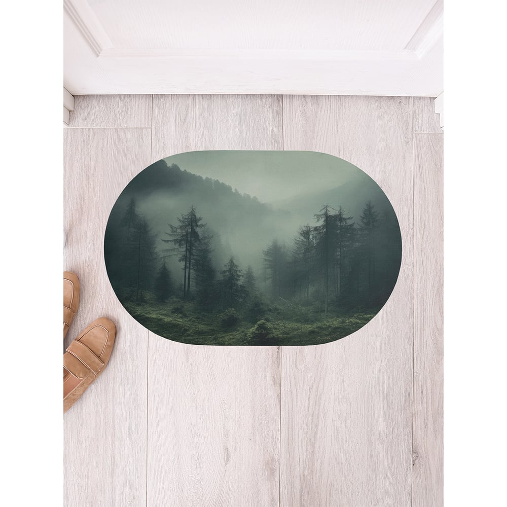 Изображение товара Коврик в прихожую JoyArty овальный Туман в лесу 58x38 см