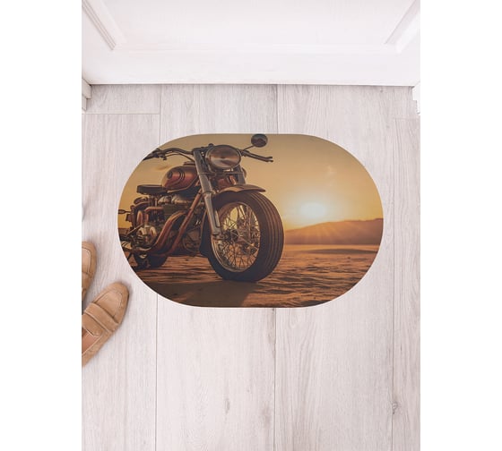 Изображение товара Коврик в прихожую JoyArty овальный Мотоцикл на закате 58x38 см sbm_430060_58x38