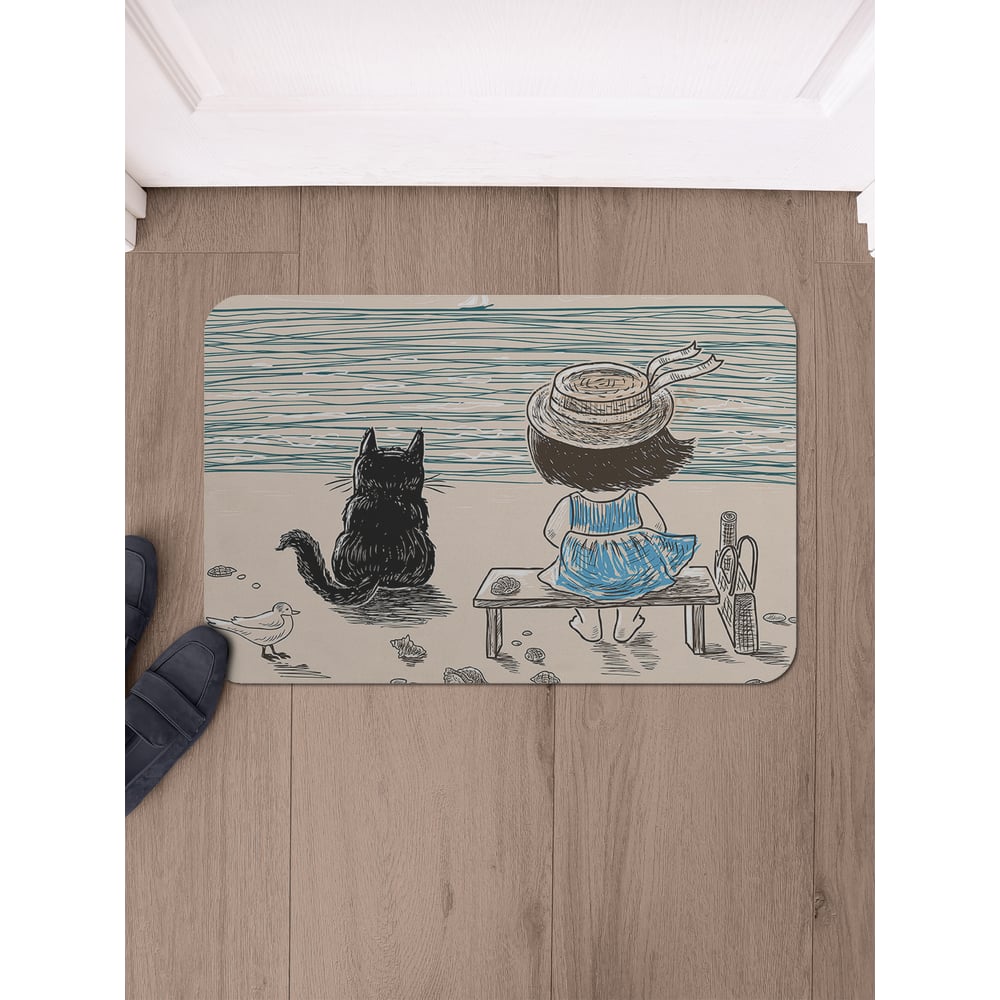 Изображение товара Коврик в прихожую JoyArty с рисунком Девочка с котом 58x38 см
