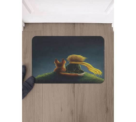 Изображение товара Коврик в прихожую придверный JoyArty прямоугольный Мальчик с лисенком 58x38 см sbmrec_27987_58x38