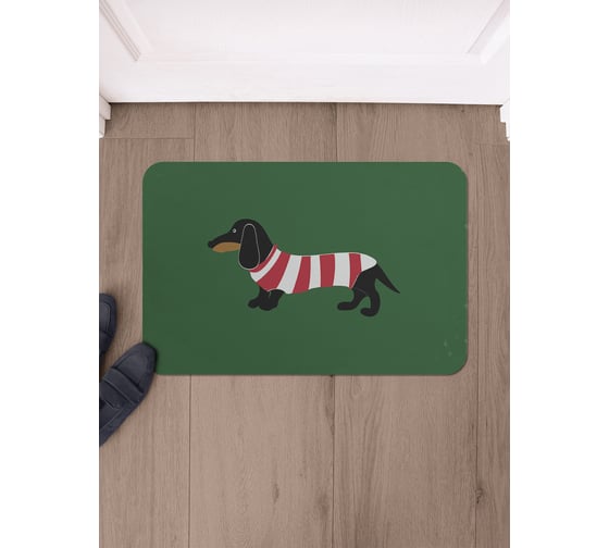Изображение товара Коврик в прихожую придверный JoyArty прямоугольный Такса в футболке 58x38 см sbmrec_53896_58x38