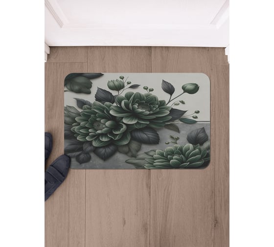 Изображение товара Коврик в прихожую JoyArty прямоугольный Зеленые цветы 58x38 см sbmrec_sd3540_58x38