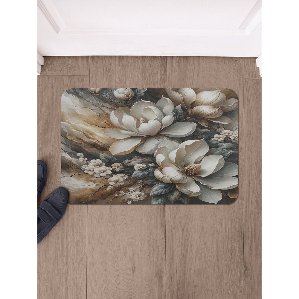 Изображение товара Коврик в прихожую JoyArty прямоугольный Магнолия и мрамор 58x38 см