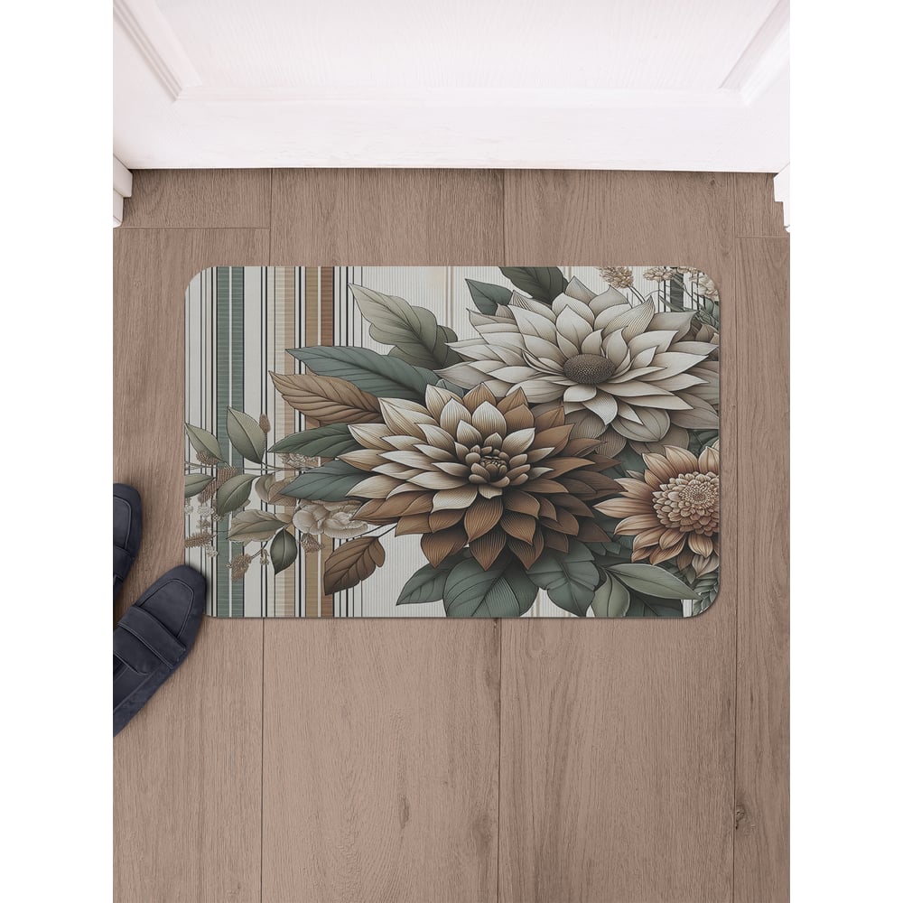 Изображение товара Коврик в прихожую JoyArty прямоугольный цветы полоски 58х38 см