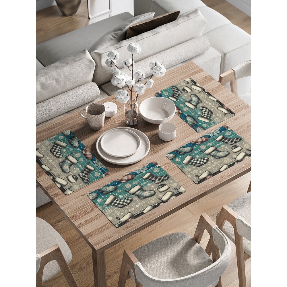 Изображение товара Сервировочные салфетки на стол JoyArty "Разнообразие валенок", 30x46 см , серия Новый год и Рождество ser002_sd3945_30x46