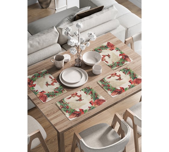 Изображение товара Сервировочные салфетки на стол JoyArty "Рождественский венок", 30x46 см , серия Новый год и Рождество ser002_sd3981_30x46