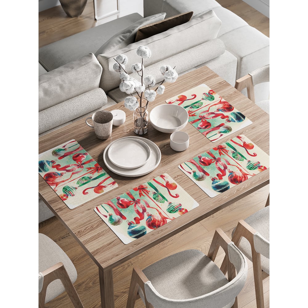 Изображение товара Сервировочные салфетки JoyArty Игрушки на елку 30x46 см новогодний дизайн