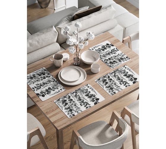 Изображение товара Сервировочные салфетки на стол JoyArty "Серый эвкалипт", 30x46 см , ser002_sd3578_30x46