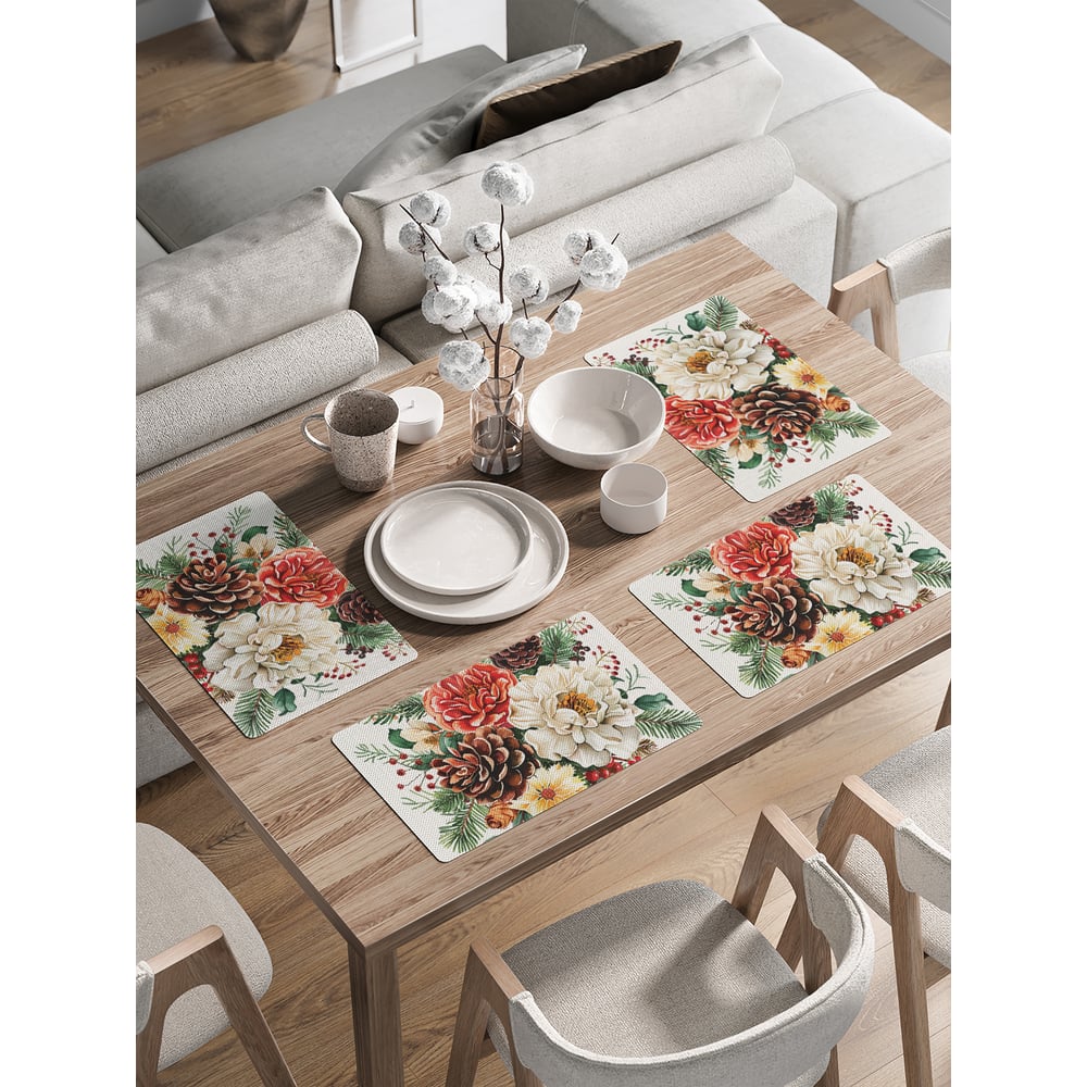 Изображение товара Сервировочные салфетки JoyArty Букет с шишками 30x46 см для Нового года и Рождества