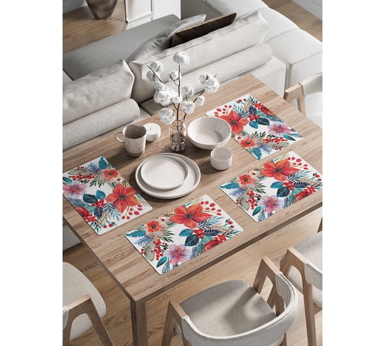 Изображение товара Сервировочные салфетки на стол JoyArty "Цветочный сбор", 30x46 см , серия Новый год и Рождество ser002_sd3996_30x46