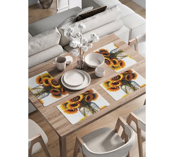 Изображение товара Сервировочные салфетки на стол JoyArty "Букет подсолнухов", 30x46 см , ser002_sd3447_30x46