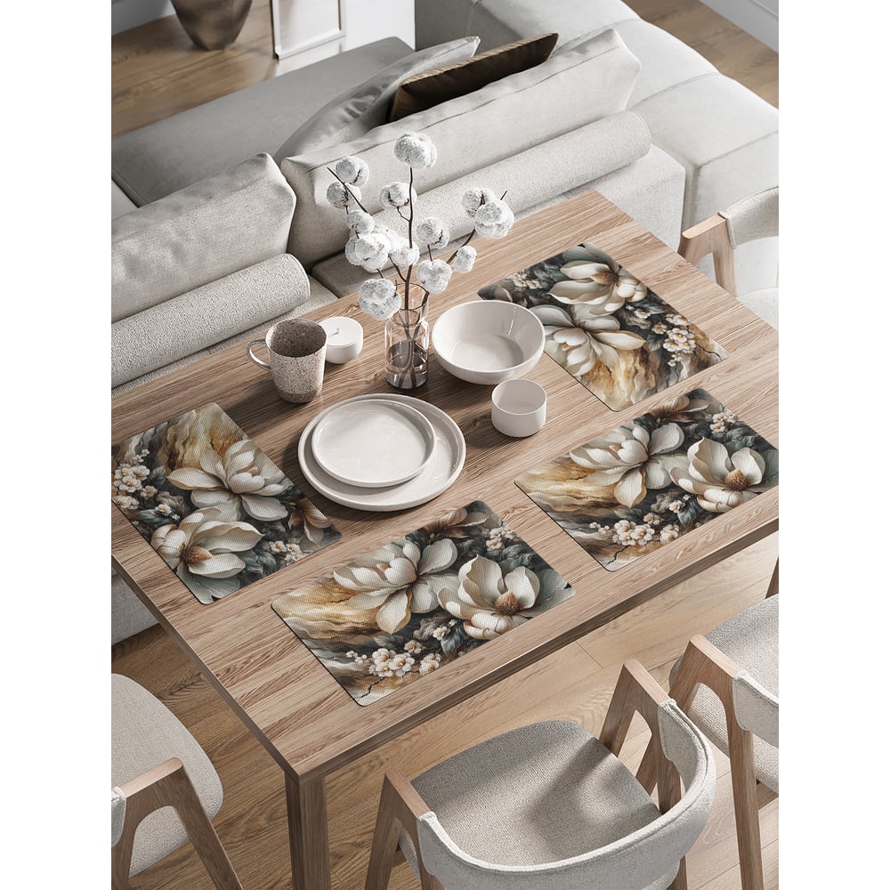 Изображение товара Сервировочные салфетки JoyArty Магнолия и мрамор 30x46 см, упаковка 4 шт