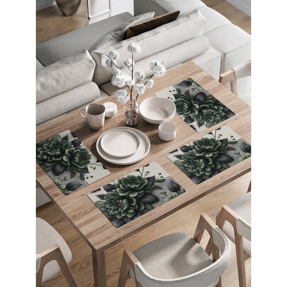 Изображение товара Сервировочные салфетки JoyArty Зеленые цветы 30x46 см упаковка 4 шт