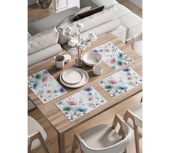 Изображение товара Сервировочные салфетки на стол JoyArty "Акварельные цветы", 30x46 см , ser002_sd3527_30x46