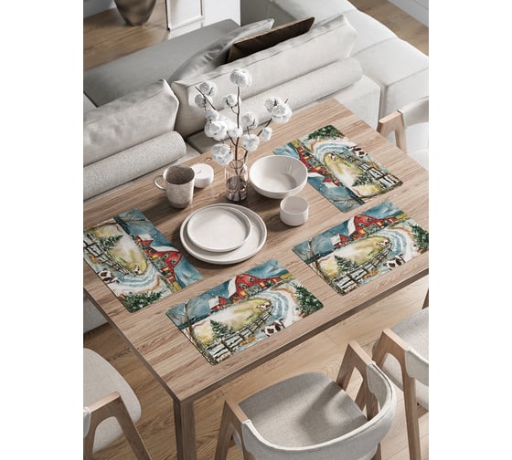 Изображение товара Сервировочные салфетки на стол JoyArty "Прогулка зимой", 30x46 см , серия Новый год и Рождество ser002_sd3989_30x46