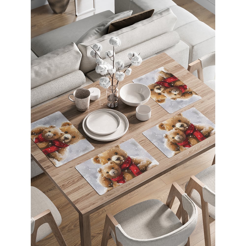 Изображение товара Сервировочные салфетки на стол JoyArty Снежные мишки 30x46 см серия Новый год и Рождество
